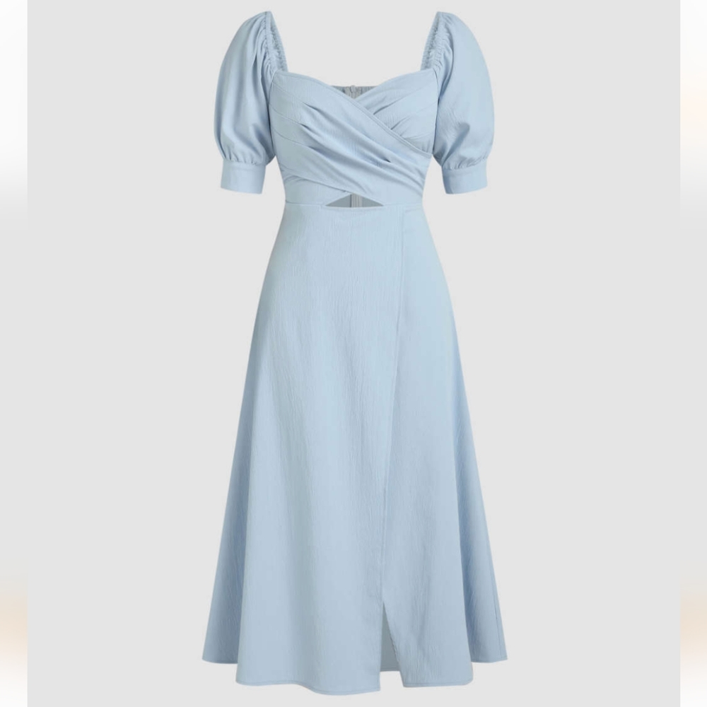 Texture Cut Out Slit Midi Dress